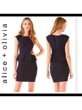 ALICE + Olivia Employed Navy blue peplum dress 10